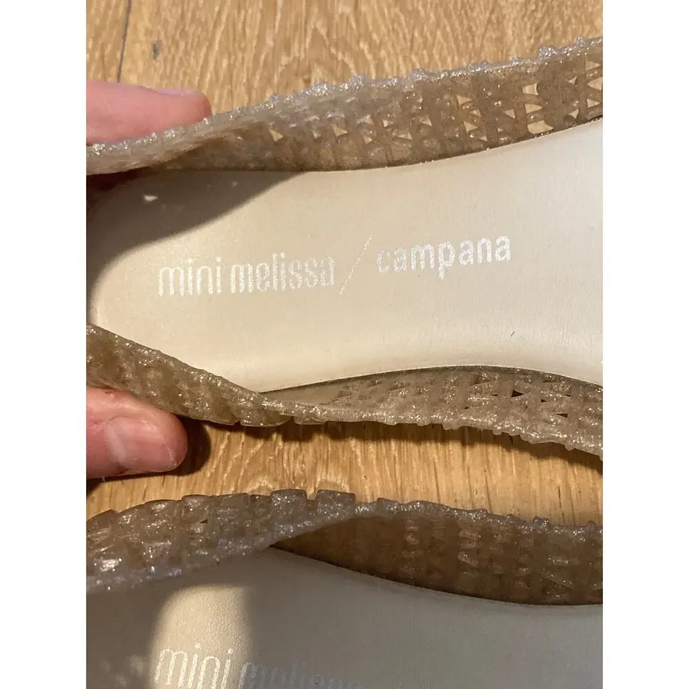 Mini Melissa Campana Jellies Jelly Flats Gold Metallic Tan Sz 2